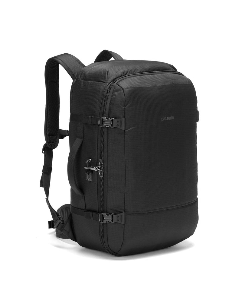 Pacsafe Vibe 40L Anti-theft Carry-on Backpack, black, front angled view