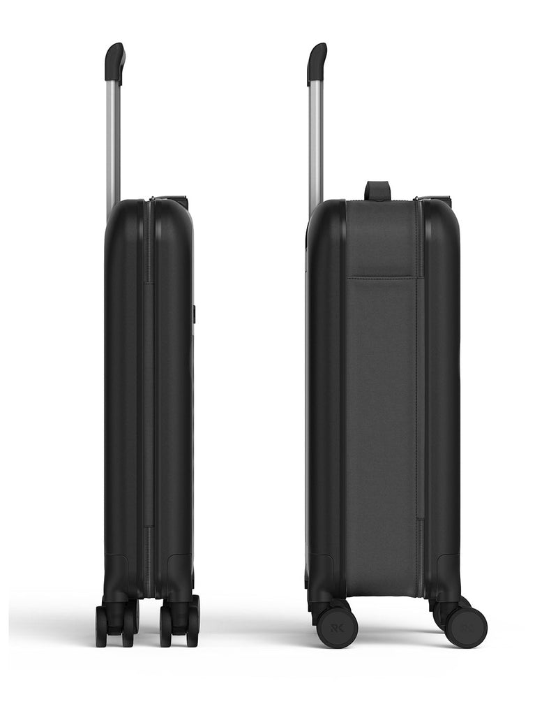 Rollink Flex 360° Carry-On in black, compressed and expanded side by side
