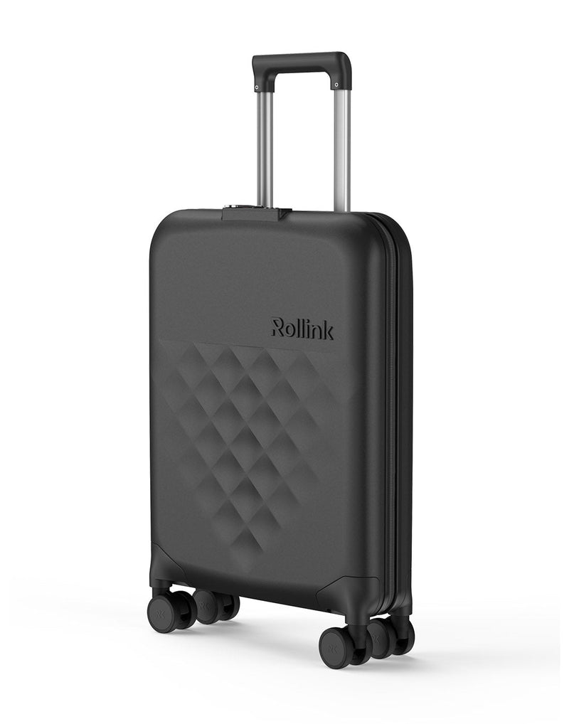 Rollink Flex 360° Carry-On, black, compressed, front angled view
