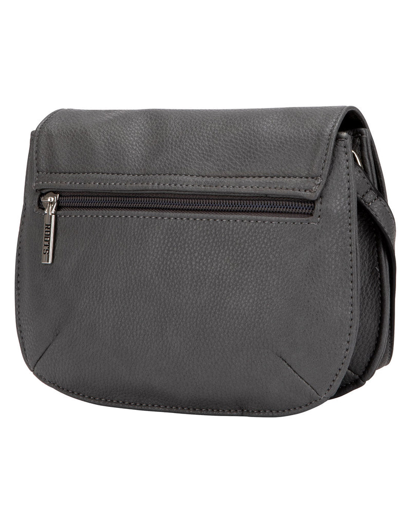 Roots 2-Compartment Flapover Crossbody, grey, back view