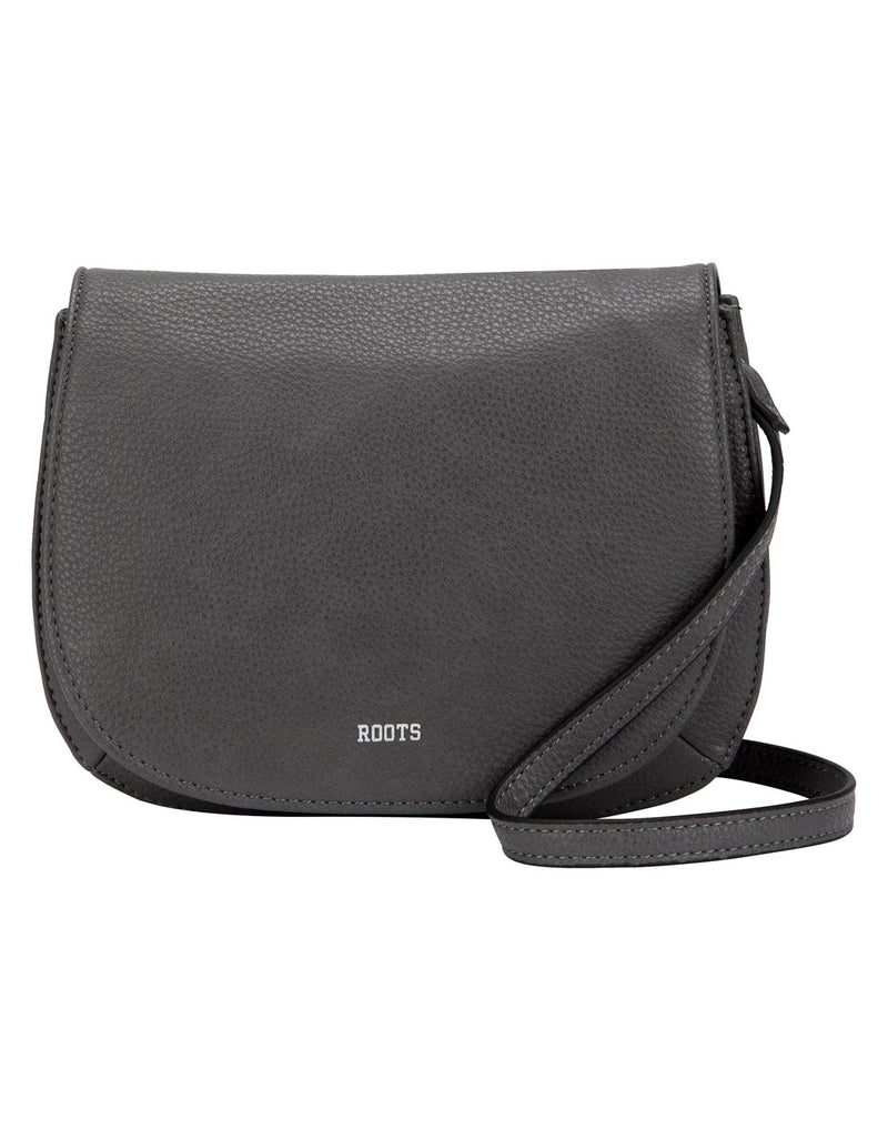 Roots 2-Compartment Flapover Crossbody, grey, front view