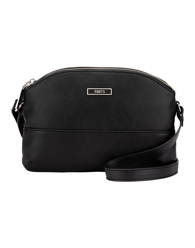 Roots 3-Compartment Rounded Crossbody, black, front view