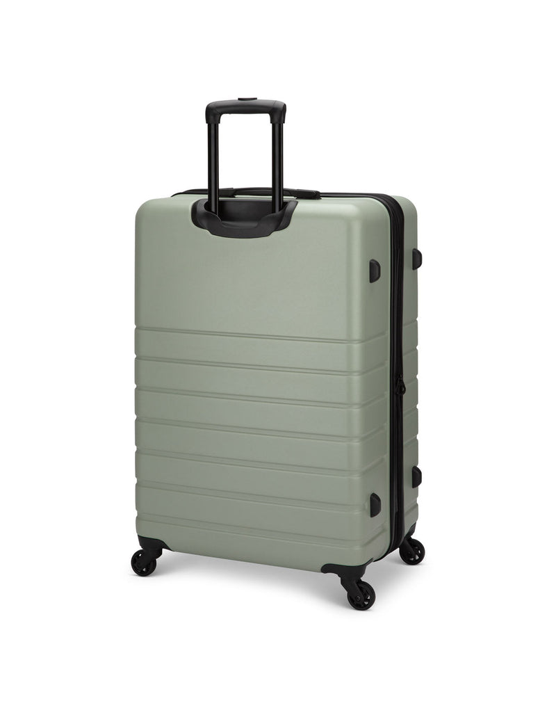 Roots Panorama 28" Hardside Expandable Spinner in seagrass, pale green colour, back angled view