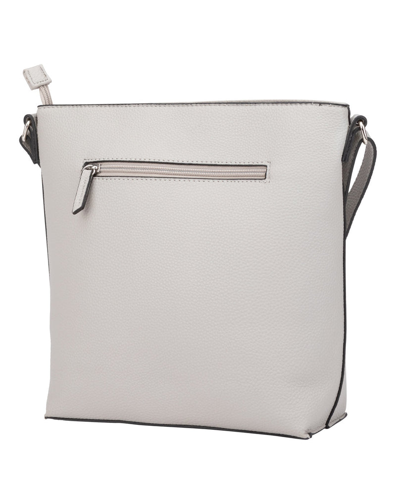 Roots Pebbled Crossbody, cement colour, back angled view