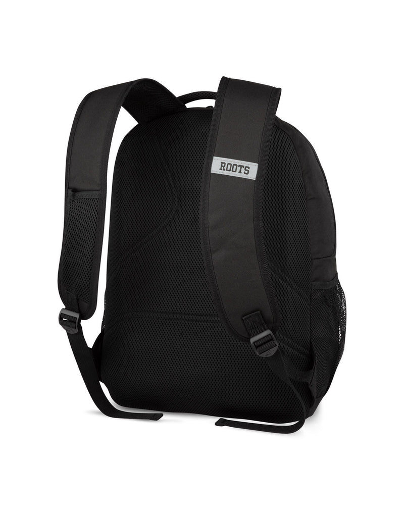 Roots Recycled Backpack, black, back angled view