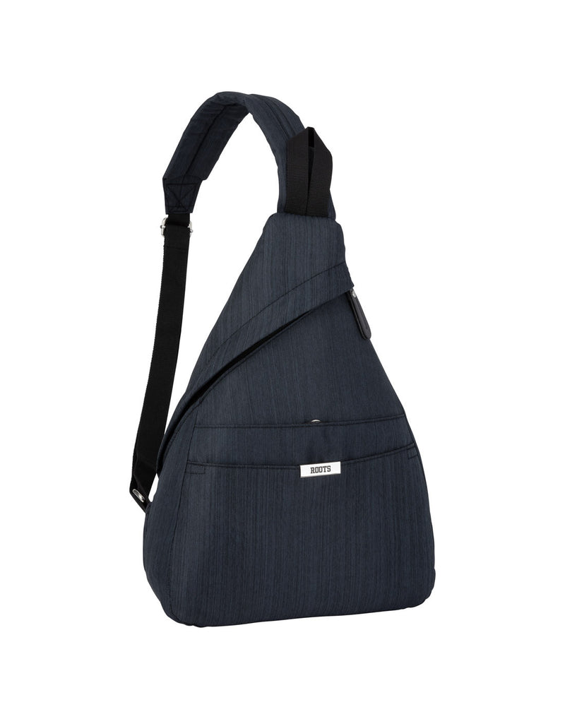 Roots Textured Sling Bag, black, front view
