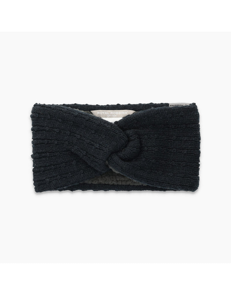Front view of Royal Robbins Baylands Reversible Headband in Jet Black.