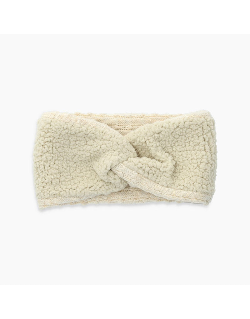 Front view of Royal Robbins Baylands Reversible Headband in Ivory White.  Reversed to show the fleece lining.