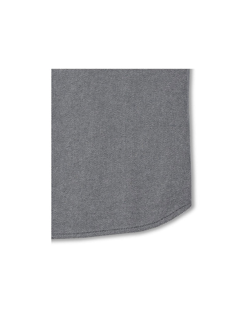 Close-up view of the fabric in the Royal Robbins Men's Bristol Organic Cotton Twill Long Sleeve in light pewter colour.