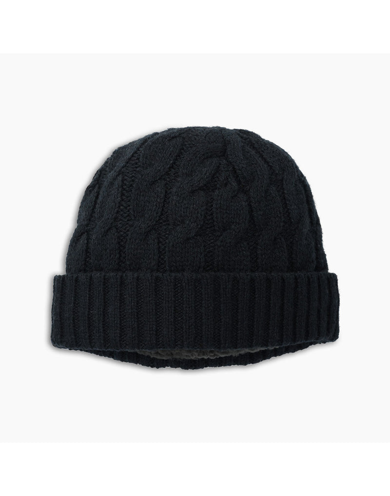 View of the Royal Robbins Unisex Baylands Lined Beanie in Jet Black.
