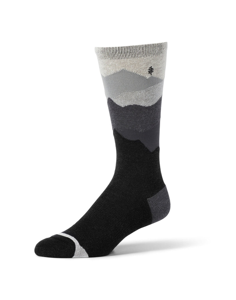 Royal Robbins Unisex Treetech Crew Pattern Sock in black and grey gradient of colours