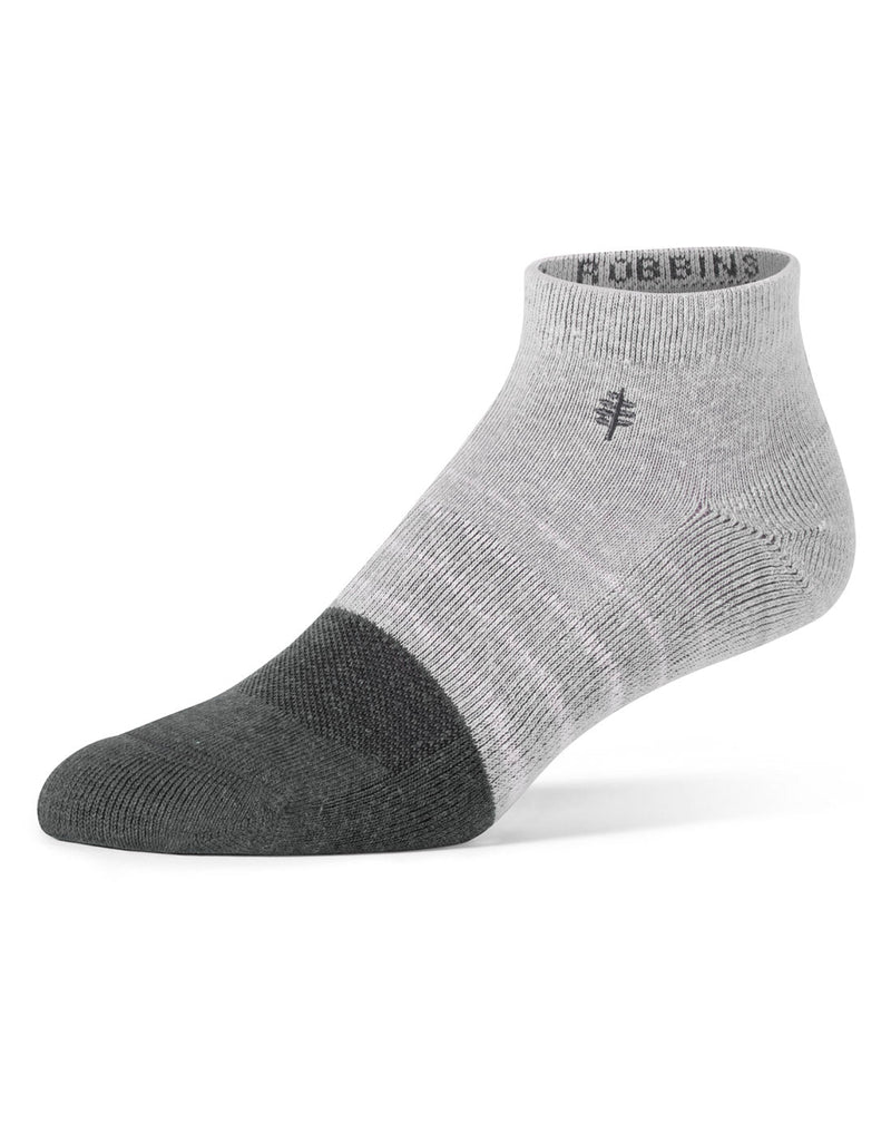 Royal Robbins Unisex Treetech Micro Pattern Sock in asphalt, dark grey toe and light grey foot