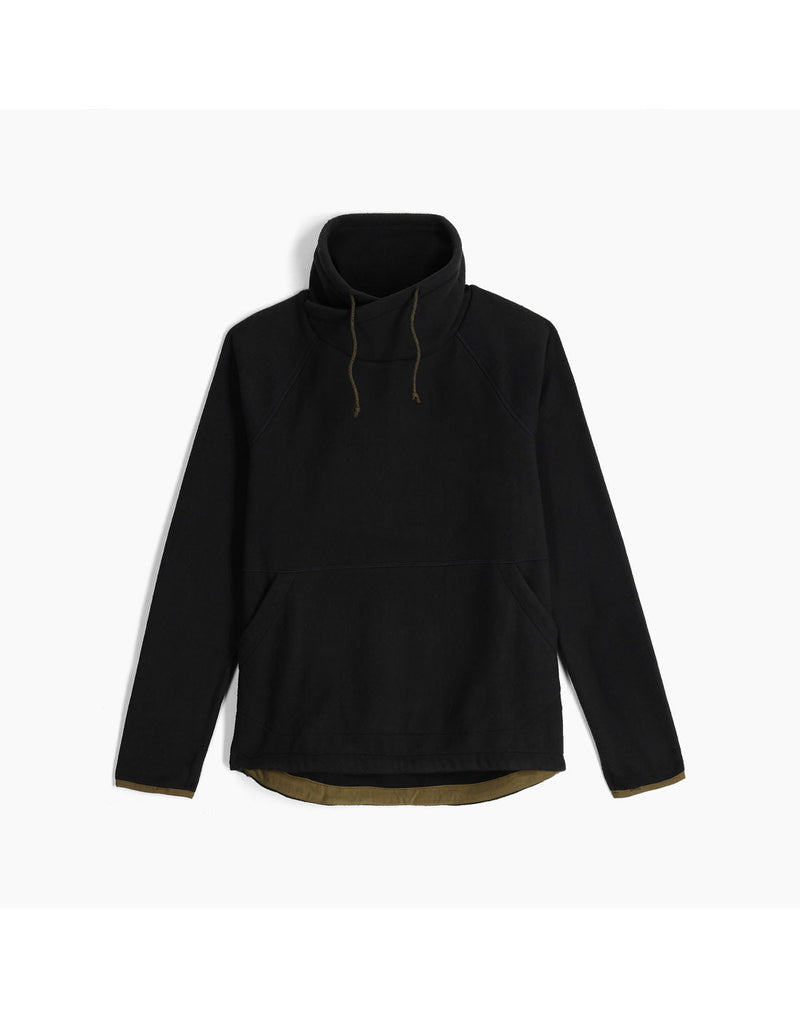 Front view of the Royal Robbins Women's Arete Funnel Neck top in Jet Black.