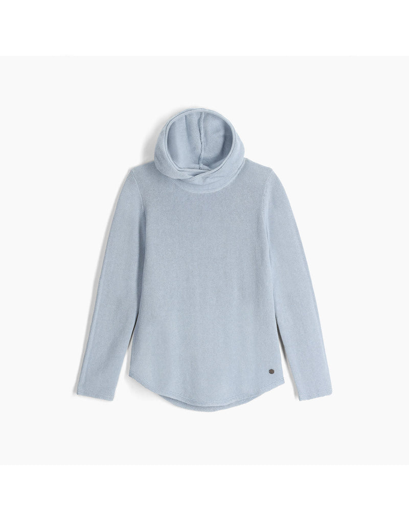 Front view of the Royal Robbins Women's Headlands Hemp Hoodie in Cloud blue colour. 