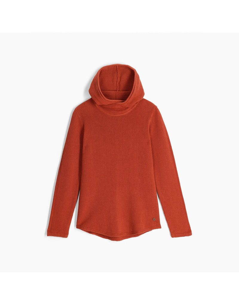 Front view of the Royal Robbins Women's Headlands Hemp Hoodie in Baked Clay colour.