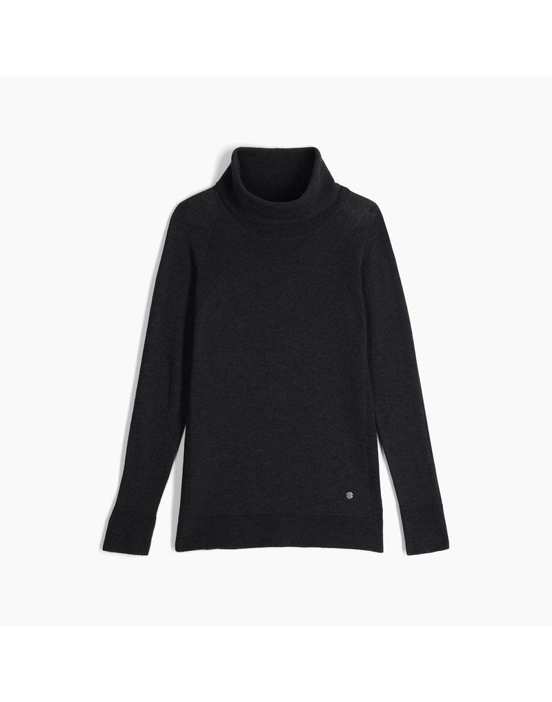 Front view of the Royal Robbins Women's Westlands Funnel Neck in Charcoal Heather.