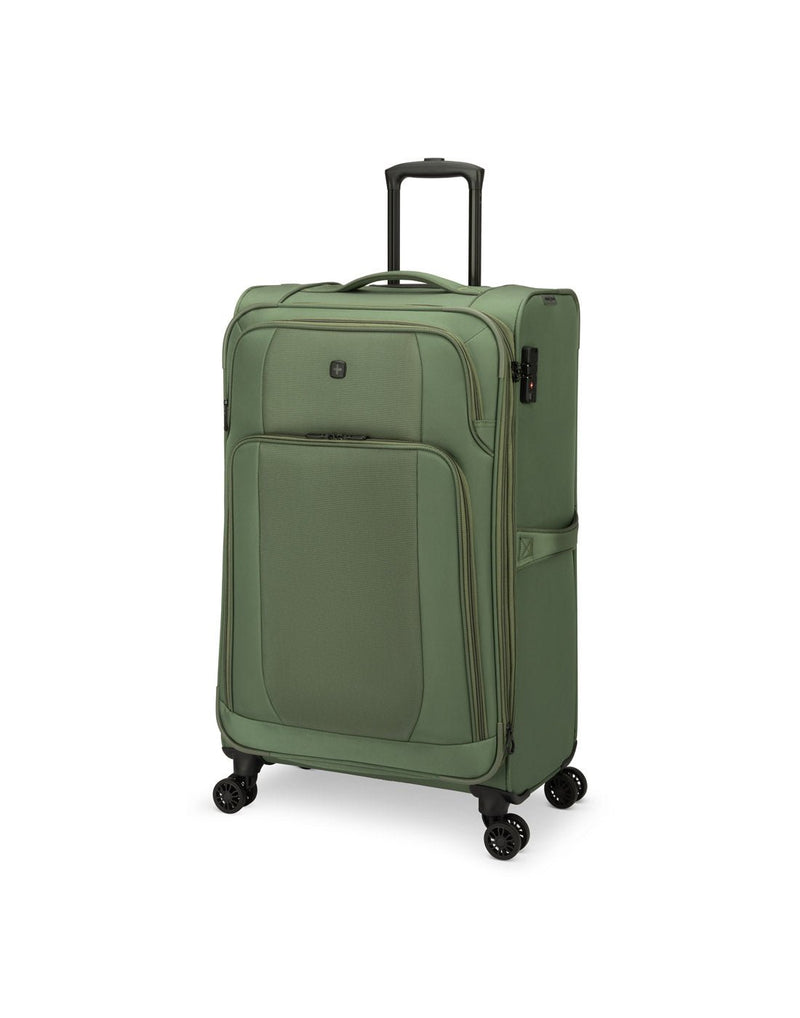 Swiss Gear Altitude 24" Expandable Spinner in khaki, front angled view