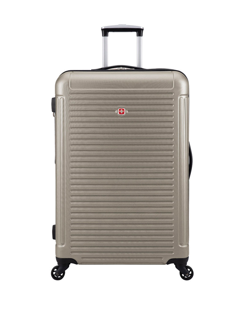 Swiss Gear Escapade 5 Hardside 28" Expandable Spinner, sand, front view.