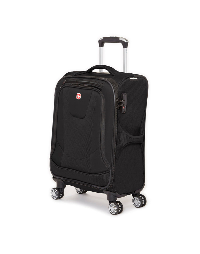 Swiss Gear Neolite III 19" Carry-on Spinner, black, front angled view
