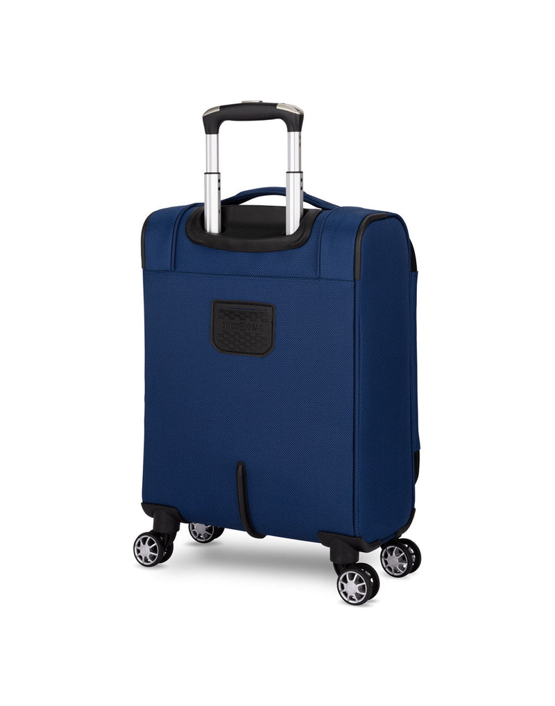 Swiss Gear Neolite III 19" Carry-on Spinner in blue with black trim, back angled view