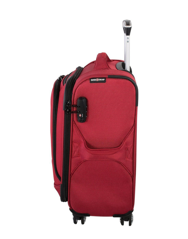 Swiss gear neolite 3 25" expandable spinner luggage bag left side view
