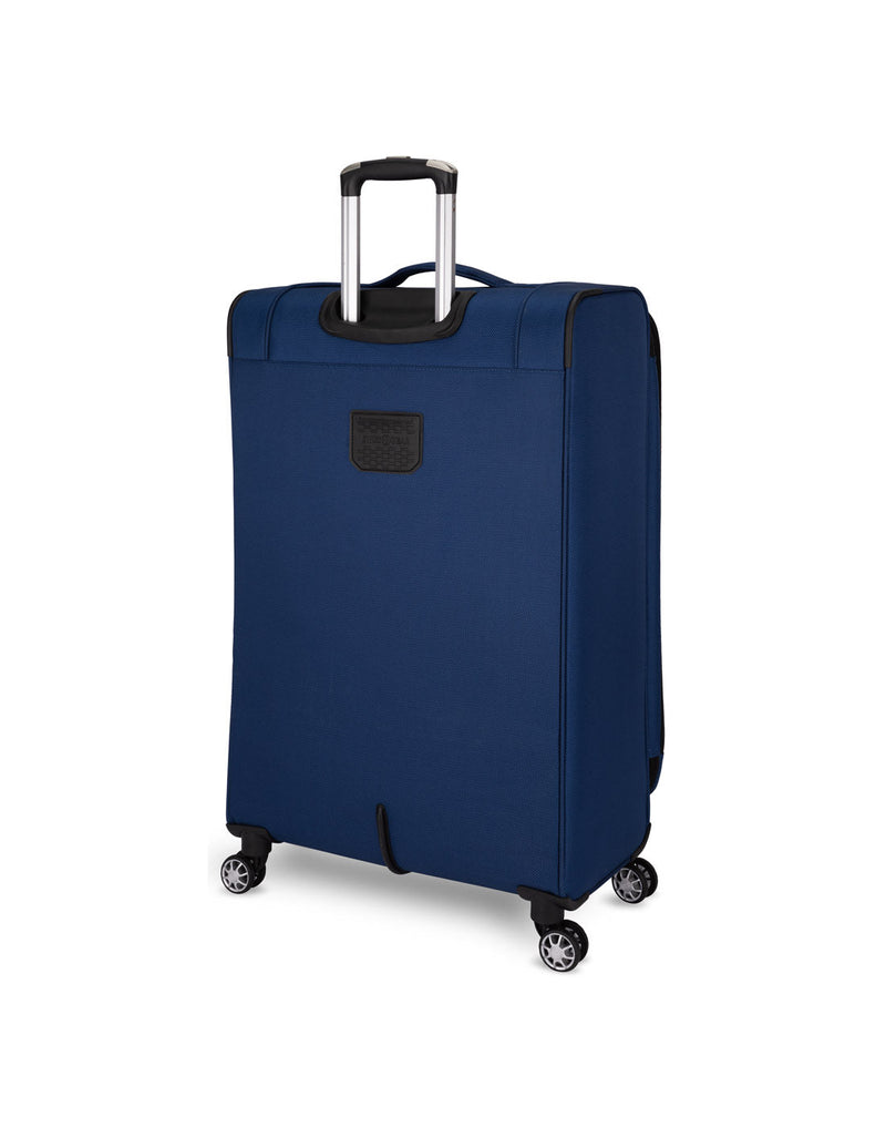 Swiss Gear Neolite III 29" Expandable Spinner, blue with black trim, back angled view