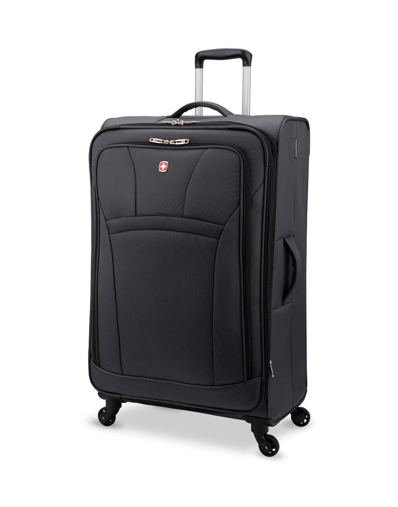 Swiss Gear Phoenix 28" Expandable Spinner, charcoal, front view.