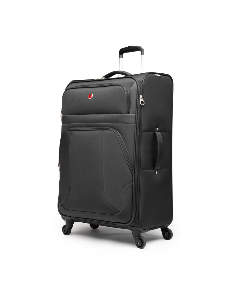 Swiss Gear Round Trip II 28" Expandable Spinner, black, front angled view