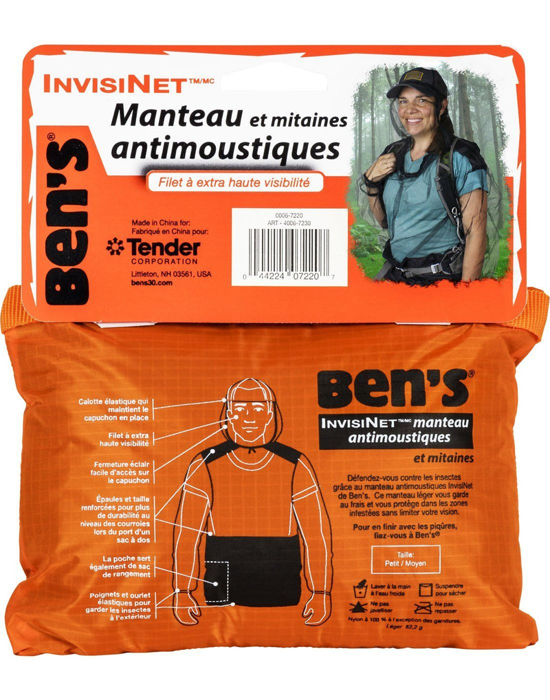 Ben's invisiNet bug jacket & mitts bag front  in english