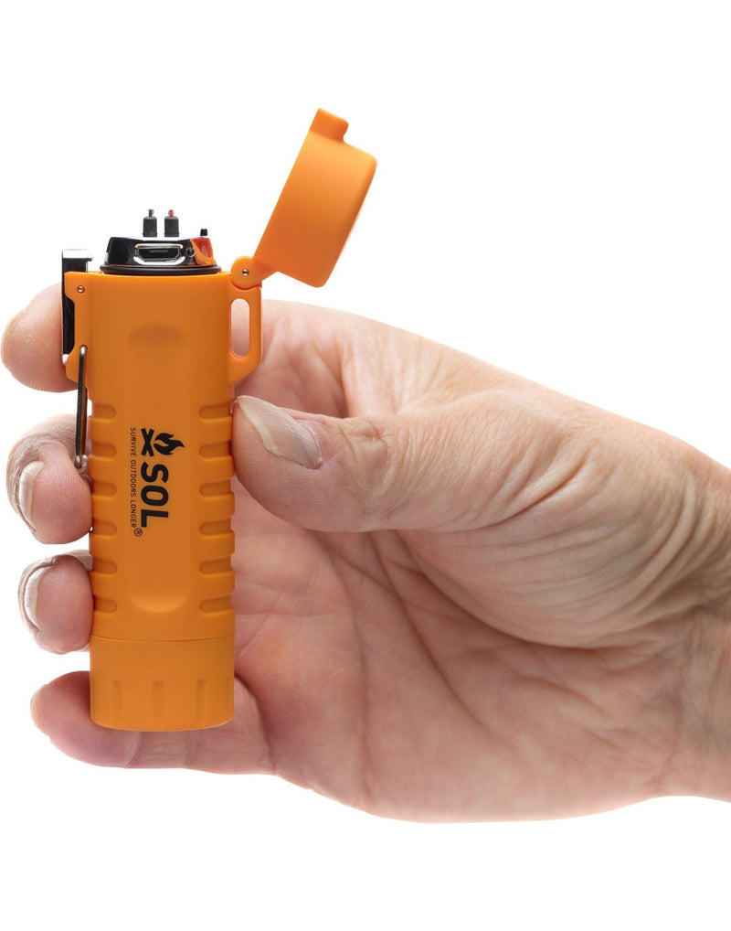 Hand holding SOL Fire Lite™ Fuel-Free Lighter