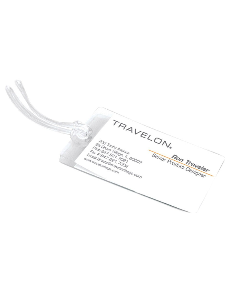 Travelon self-laminated luggage tags front view