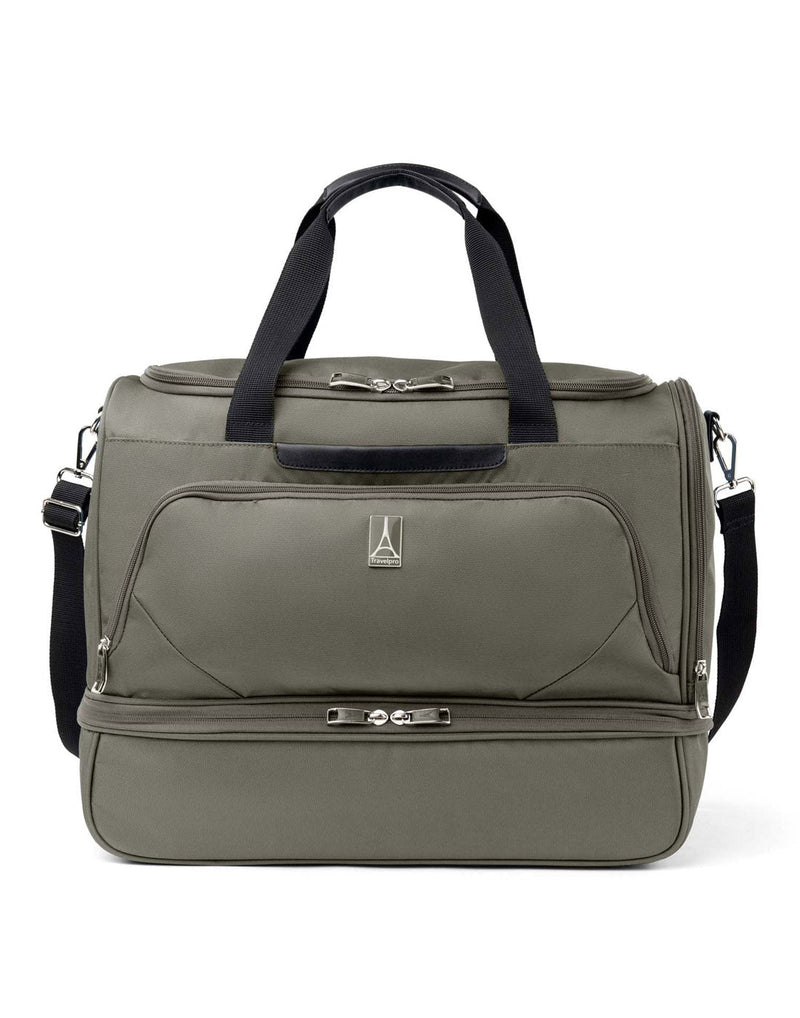 Travelpro Maxlite 5 Drop-Bottom Weekender Bag in slate green with black handles, front view