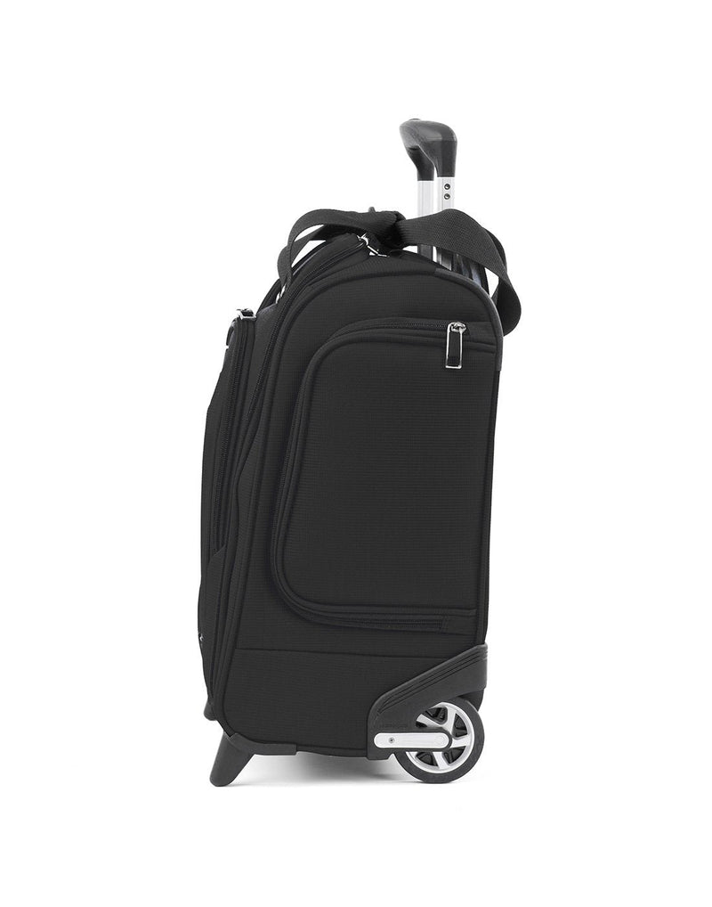 Travelpro maxlite 5 black colour rolling underseat bag side view