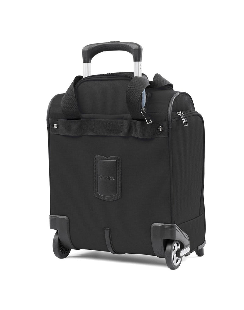 Travelpro maxlite 5 black colour rolling underseat bag back view