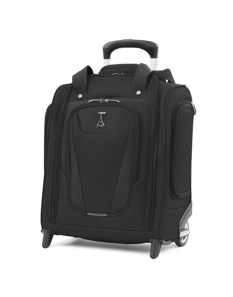 Travelpro maxlite 5 black colour rolling underseat bag front view