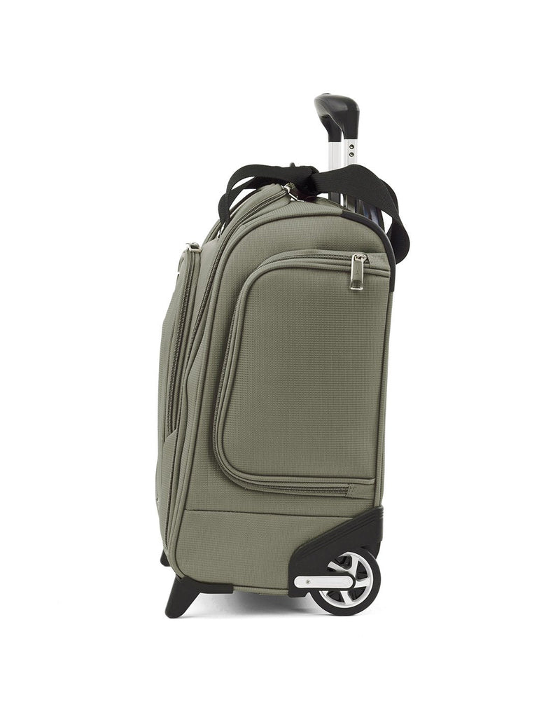 Travelpro maxlite 5 slate green colour rolling underseat bag side view