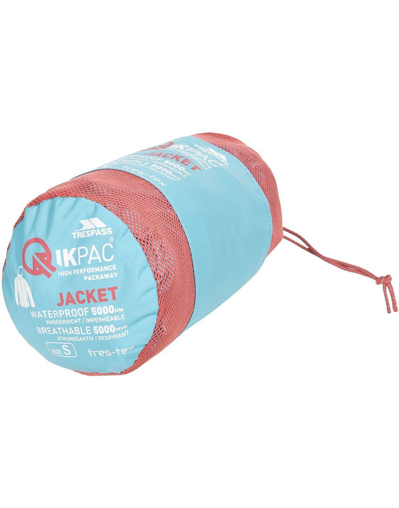 Trespass qikpac adult unisex aquatic colour waterproof packaway jacket bag